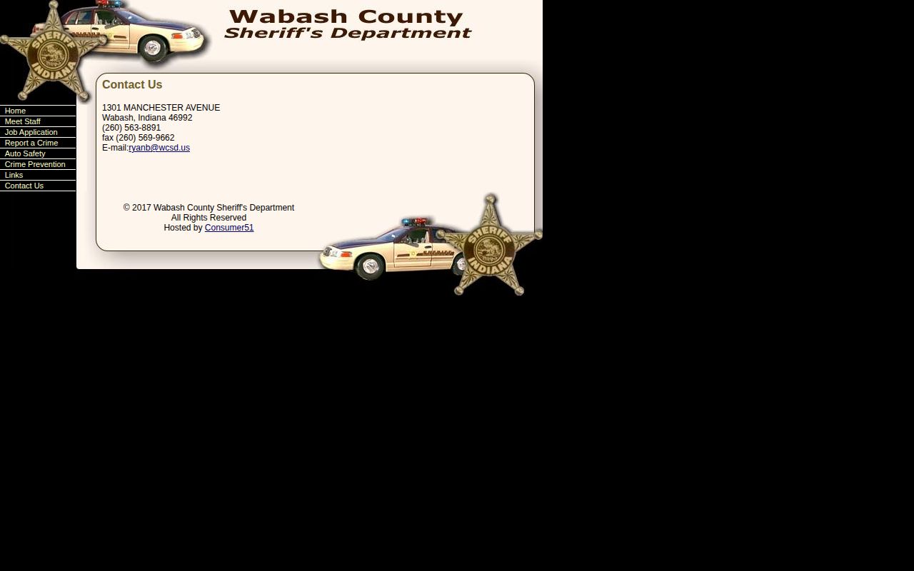 Wabash County sheriff contact route for booking records and mugshot requests