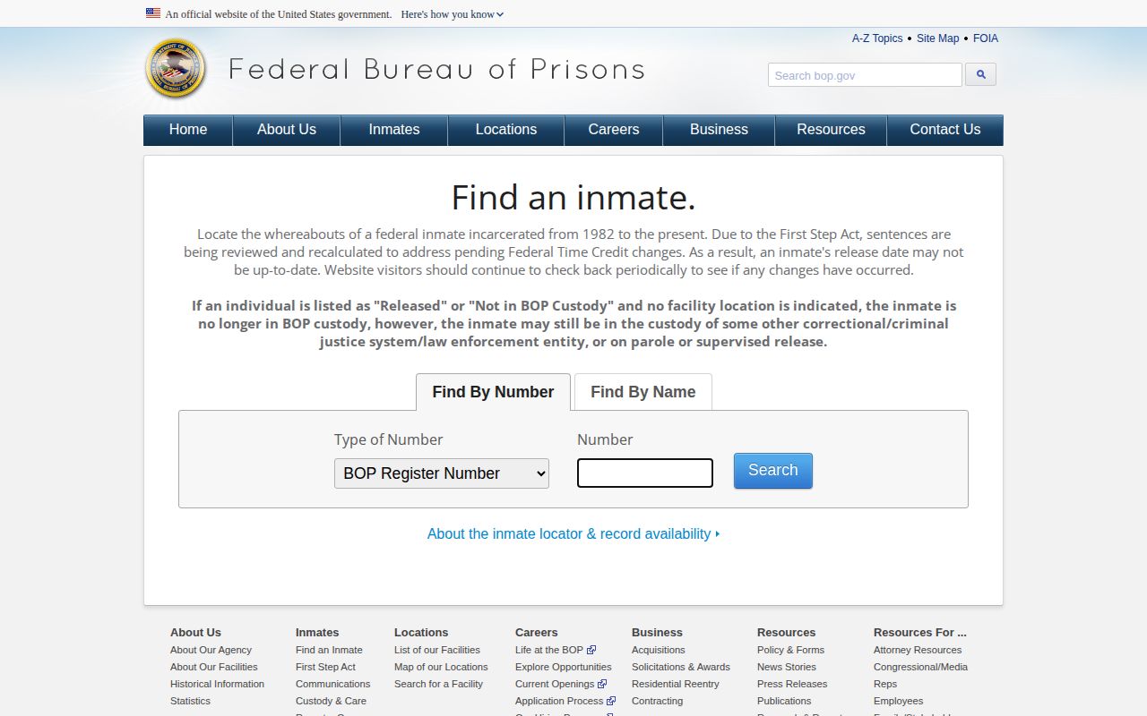 Wabash County warrant research through the federal BOP custody locator